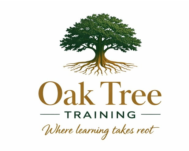 Oak Tree Training oak tree with deep roots and the motto Where learning takes root